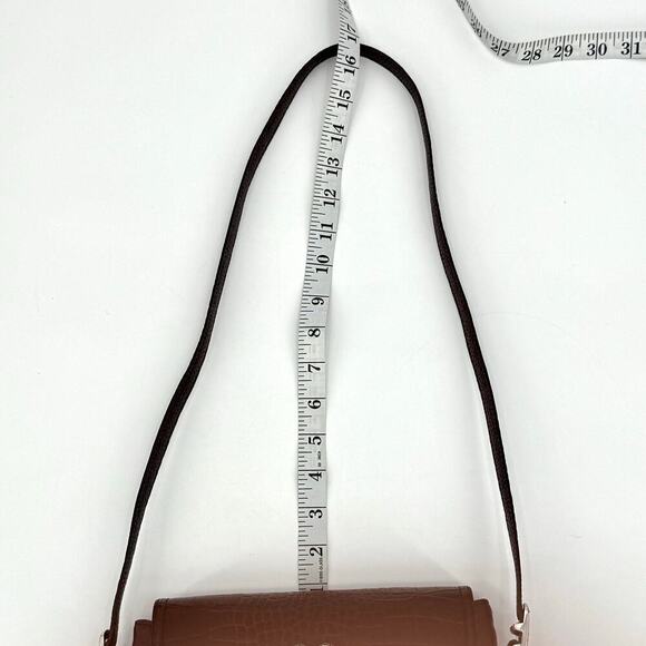 Brighton VTG Y2K Purple Cognac Crocodile Embossed Crossbody Bag Genuine Leather - Picture 12 of 15